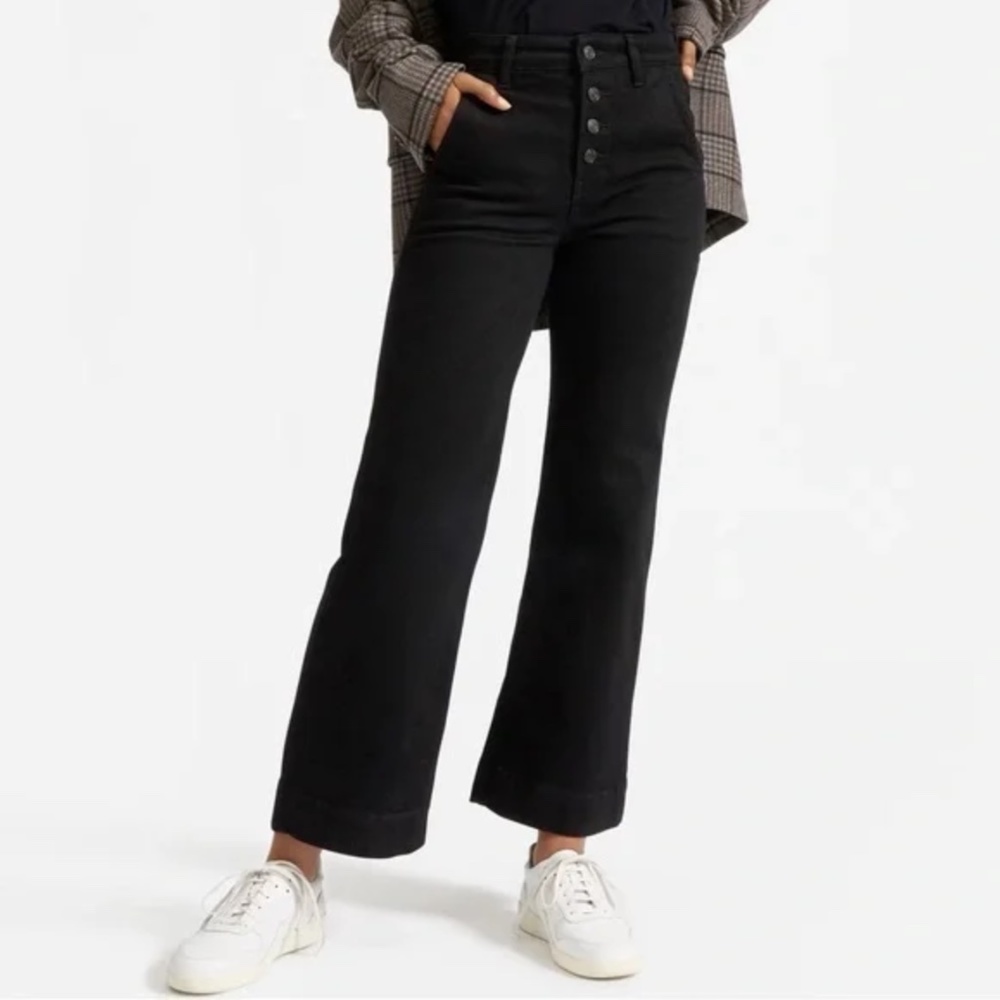 Everlane Button Fly Wide Leg Jeans, Black – size 27
